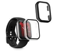 kwmobile Coque Compatible avec Amazfit Active (A2211) Coque - 2X Étui Cadre écran en Verre trempé pour Fitness Tracker - Transparent-Noir