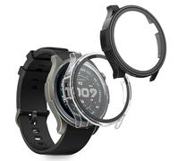 kwmobile Coque Compatible avec Amazfit Balance 2 A2429 Coque - 2X Étui Cadre écran en Verre trempé pour Fitness Tracker - Transparent-Noir