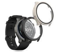 kwmobile Coque Compatible avec Amazfit Balance 2 A2429 Coque - 2X Étui Cadre écran en Verre trempé pour Fitness Tracker - Noir-Blanc
