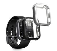 kwmobile Coque Compatible avec Amazfit Bip 6 Coque - 2X Étui Cadre écran en Silicone pour Fitness Tracker - Noir-argenté