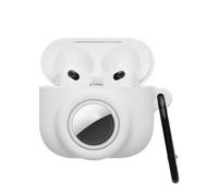 kwmobile Coque Compatible avec Apple AirPods 3 Coque - Coque pour Écouteurs sans Fil en Silicone avec Support pour AirTag et Mousqueton - Blanc