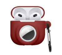kwmobile Coque Compatible avec Apple Airpods 4 Coque - Coque pour Écouteurs sans Fil en Silicone avec Support pour AirTag et Mousqueton - Bordeaux
