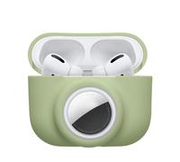 kwmobile Coque Compatible avec Apple Airpods Pro (1.Gen) Coque - Coque pour Écouteurs sans Fil en Silicone avec Support pour AirTag et Mousqueton - Vert