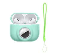 kwmobile Coque Compatible avec Apple Airpods Pro 2 Coque - Coque pour Écouteurs sans Fil en Silicone avec Support pour AirTag et Mousqueton - Menthe glaciale