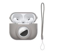 kwmobile Coque Compatible avec Apple Airpods Pro 2 Coque - Coque pour Écouteurs sans Fil en Silicone avec Support pour AirTag et Mousqueton - Gris