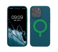 kwmobile Coque Compatible avec Apple iPhone 15 Pro Max Coque - Housse téléphone en TPU Silicone Compatible avec MagSafe - pétrole Mat