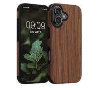 kwmobile Coque Compatible avec Apple iPhone 17 - Étui de Protection pour Téléphone Portable en Bois et TPU - Grain de Bois Marron