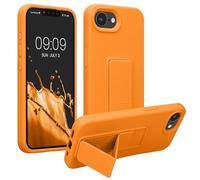 kwmobile Coque Compatible avec Apple iPhone 17e / iPhone 16e - Housse avec Support Doigt en TPU Silicone - Protection avec Fonction Support Orange fruitée