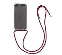 kwmobile Coque Compatible avec Apple iPod Touch 6G / 7G (6ème et 7ème génération) - Housse de Protection Souple en Silicone avec Collier - Transparent-Rouge foncé