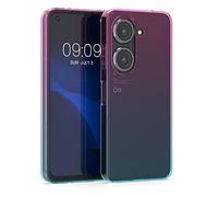 kwmobile Coque Compatible avec ASUS Zenfone 10 / Zenfone 9 - Étui de Protection Souple en Silicone - Tons Pastel Fuchsia-Bleu-Transparent