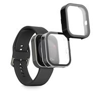 kwmobile Coque Compatible avec CMF by Nothing Watch Pro (D395) Coque - 2X Étui Cadre écran en Verre trempé pour Fitness Tracker - Transparent-Noir
