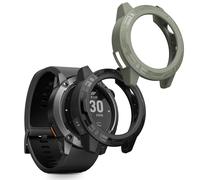 kwmobile Coque Compatible avec COROS Nomad Coque - 2X Étui Cadre écran en Silicone pour Fitness Tracker - Noir-Vert foncé