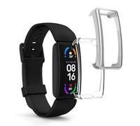 kwmobile Coque Compatible avec Fitbit Inspire 3 / Inspire 2 / Ace 3 Coque - 2X Étui Cadre écran en Silicone pour Fitness Tracker - Transparent-argenté