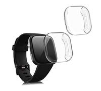 kwmobile Coque Compatible avec Fitbit Versa 3 / Sense Coque - 2X Étui Cadre écran en Silicone pour Fitness Tracker - Transparent
