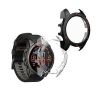 kwmobile Coque Compatible avec Garmin Fenix 8 43mm Coque - 2X Étui Cadre écran en Verre trempé pour Fitness Tracker - Transparent-Noir