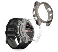 kwmobile Coque Compatible avec Garmin Fenix 8 51mm Coque - 2X Étui Cadre écran en Silicone pour Fitness Tracker - Noir-Transparent