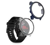 kwmobile Coque compatible avec Garmin Forerunner 255/255 Music coque - 2x Étui cadre écran en verre trempé pour Fitness Tracker
