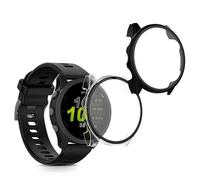 kwmobile Coque Compatible avec Garmin Forerunner 970 47mm Coque - 2X Étui Cadre écran en Verre trempé pour Fitness Tracker - Transparent-Noir