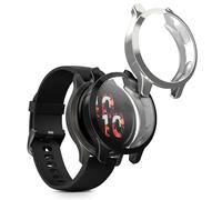 kwmobile Coque Compatible avec Garmin Garmin Venu 2S / vivoactive 4S Coque - 2X Étui Cadre écran en Silicone pour Fitness Tracker - Noir-argenté