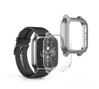 kwmobile Coque Compatible avec Garmin Venu Sq 2 Music/Sq 2 Coque - 2X Étui Cadre écran en Silicone pour Fitness Tracker - Transparent-argenté