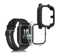 kwmobile Coque Compatible avec Garmin Venu Sq 2 Music/Sq 2 Coque - 2X Étui Cadre écran en Verre trempé pour Fitness Tracker - Transparent-Noir