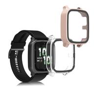kwmobile Coque Compatible avec Garmin Venu Sq 2 Music/Sq 2 Coque - 2X Étui Cadre écran en Verre trempé pour Fitness Tracker - Transparent-Rose Ancien