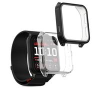 kwmobile Coque Compatible avec Garmin Venu X1 Coque - 2X Étui Cadre écran en Silicone pour Fitness Tracker - Transparent-Noir