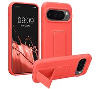 kwmobile Coque Compatible avec Google Pixel 10 / Pixel 10 Pro - Housse avec Support Doigt en TPU Silicone - Protection avec Fonction Support Corail
