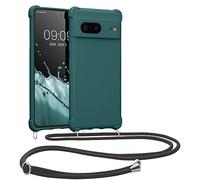 kwmobile Coque Collier Compatible avec Google Pixel 7 Coque - Coque Housse en Silicone avec Collier pétrole