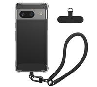 kwmobile Coque Compatible avec Google Pixel 8 Coque - Housse de Téléphone Transparente en TPU avec Dragonne 15 cm - Transparent-Noir