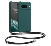 kwmobile Coque Collier Compatible avec Google Pixel 8 Coque - Coque Housse en Silicone avec Collier pétrole