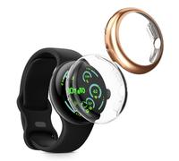 kwmobile Coque compatible avec Google Pixel Watch 4 41mm coque - 2x Étui cadre écran en silicone pour Fitness Tracker - transparent-or rose