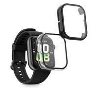 kwmobile Coque Compatible avec Honor Watch 5 Coque - 2X Étui Cadre écran en Verre trempé pour Fitness Tracker - Transparent-Noir