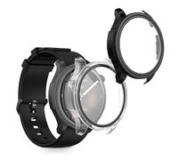 kwmobile Coque Compatible avec Huami Amazfit Balance A2286 Coque - 2X Étui Cadre écran en Verre trempé pour Fitness Tracker - Transparent-Noir
