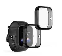 kwmobile Coque Compatible avec Huami Amazfit Bip 3 / Bip 3 Pro Coque - 2X Étui Cadre écran en Silicone pour Fitness Tracker - Noir-Transparent