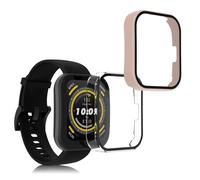 kwmobile Coque compatible avec Huami Amazfit Bip 5 coque - 2x Étui cadre écran en verre trempé pour Fitness Tracker - transparent-rose ancien
