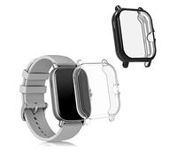 kwmobile Coque compatible avec Huami Amazfit GTS 2 / Amazfit GTS 2e coque - 2x Étui cadre écran en silicone pour Fitness Tracker - noir-transparent