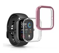 kwmobile Coque Compatible avec Huami Amazfit GTS 4 Mini Coque - 2X Étui Cadre écran en Silicone pour Fitness Tracker - Transparent-Rose Ancien