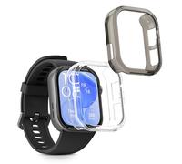 kwmobile Coque Compatible avec Huawei Watch Fit 3 Coque - 2X Étui Cadre écran en Silicone pour Fitness Tracker - Transparent-Noir