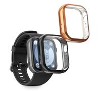 kwmobile Coque Compatible avec Huawei Watch Fit 3 Coque - 2X Étui Cadre écran en Silicone pour Fitness Tracker - Noir-Or Rose