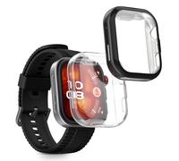 kwmobile Coque Compatible avec Huawei Watch Fit 4 Pro Coque - 2X Étui Cadre écran en Silicone pour Fitness Tracker - Transparent-Noir