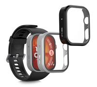 kwmobile Coque Compatible avec Huawei Watch Fit 4 Pro Coque - 2X Étui Cadre écran en Verre trempé pour Fitness Tracker - Noir-argenté