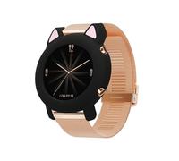 kwmobile Coque Compatible avec Huawei Watch GT2 (42mm) Coque - Étui Cadre écran en Silicone Design Oreilles de Chat pour Fitness Tracker - Noir-Rose Clair