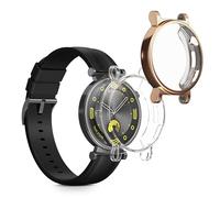 kwmobile Coque Compatible avec Huawei Watch GT4 41mm Coque - 2X Étui Cadre écran en Silicone pour Fitness Tracker - Transparent-Or Rose
