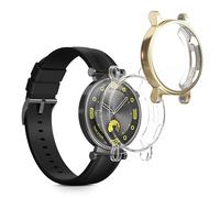 kwmobile Coque Compatible avec Huawei Watch GT4 41mm Coque - 2X Étui Cadre écran en Silicone pour Fitness Tracker - Transparent-doré