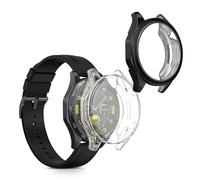 kwmobile Coque Compatible avec Huawei Watch GT4 46mm Coque - 2X Étui Cadre écran en Silicone pour Fitness Tracker - Transparent-Noir