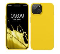 kwmobile Coque Compatible avec iPhone 15 Coque - Housse de Protection Anti-Choc Fine et Souple en Silicone - Jaune radieux