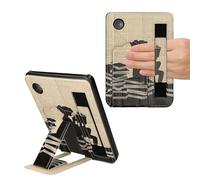 kwmobile Coque Compatible avec Kobo Clara 2E - Étui en Simili Cuir avec Fonction Support - Noir-Beige