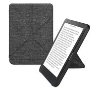 kwmobile Coque Compatible avec Kobo Clara BW/Colour - Étui à Rabat en Tissu pour Liseuse - Gris foncé