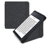 kwmobile Coque Compatible avec Kobo Libra 2 - Étui à Rabat en Tissu pour Liseuse - Gris foncé